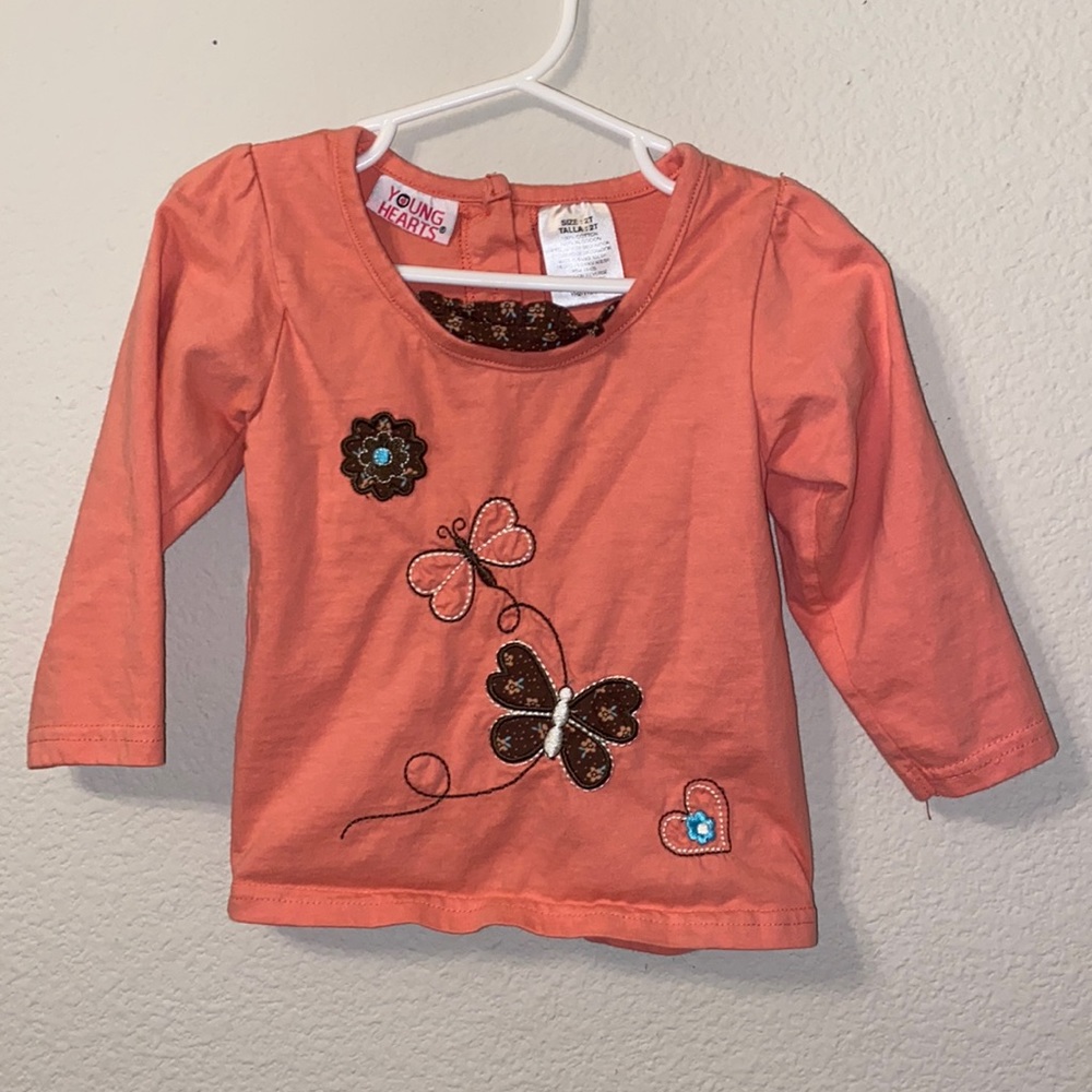 Toddler Girls 2T Long Sleeve Butterfly Shirt